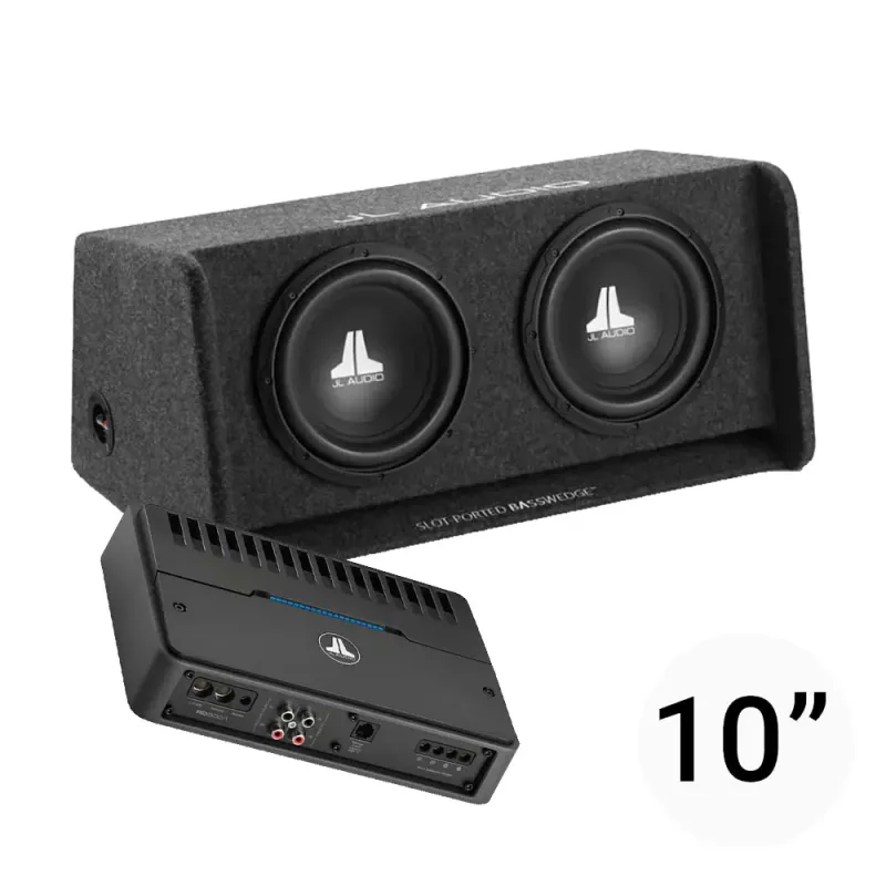 JL Audio 2x10`` basspakke Basspakke med 2x10`` kasse og forsterker på 500W RMS