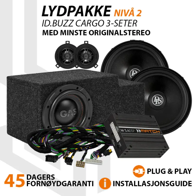 Hovedbilde Match Lydoppgraderingspakke VW ID.Buzz Cargo 3-seter Nivå 2 - DS